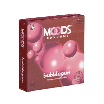 Abbildung von MOODS Bubblegum Condoms 3 Kondome mit Kaugummi Aroma für mehr Spaß zu zweit