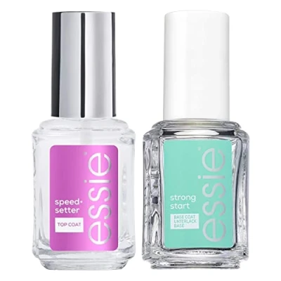 Abbildung von Essie Strong Start Hardening Base Coat Emaille mit Biotin Transparente Farbe + Top Schnell Trocknende Brillante Finish