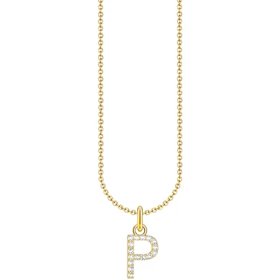 Abbildung von Thomas Sabo Kette mit Buchstaben Anhänger P vergoldetes Silber KE2255 414 14