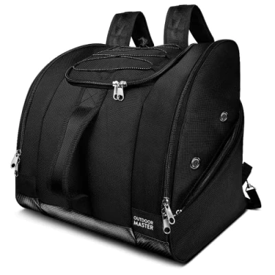 Abbildung von OutdoorMaster Stiefeltasche Eisbär Skischuhe und Snowboardstiefel, ideal für Reisen mit wasserdichter Außen Unterseite Herren, Damen Jugendliche Schwarz