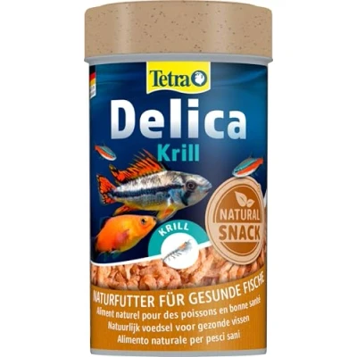 Abbildung von Tetra Delica Krill Naturfutter 100% gefriergetrocknete Krill, natürliche Snacks für Zierfische, 100 ml Dose