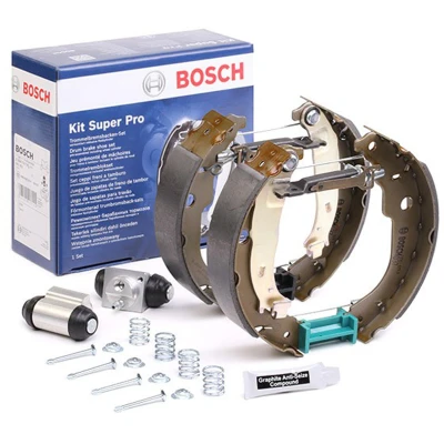 Abbildung von BOSCH 0 204 114 193 Bremsensatz, Trommelbremse mit Zubehör, Radbremszylinder PEUGEOT: 208 I Hatchback, 207 CITROËN: C3 II kfzteile,