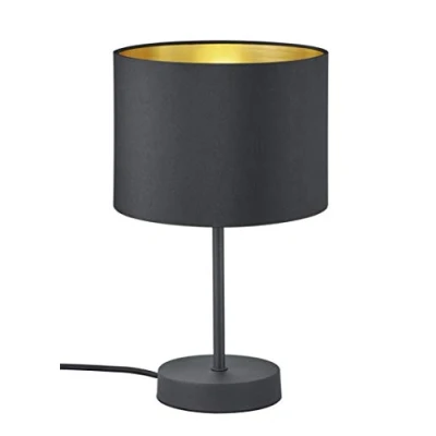 Abbildung von Trio Leuchten Hostel 508200179 Tischleuchte, Metall, Stoffschirm Schwarz Matt/Gold