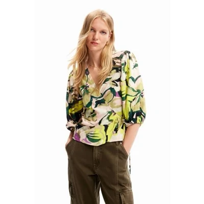 Abbildung von Desigual Floral WRAP Bluse, Damen, Größe: Small, Green
