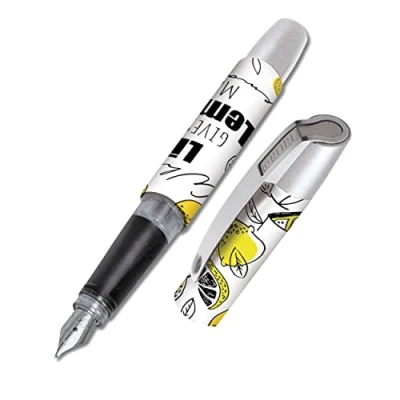 Abbildung von Online Füller Campus Lemon, Tinten für Rechtshänder, ergonomisches Griffstück, Iridiumfeder medium, Standard Tintenpatronen, inkl. Kombipatrone blau, 1 Stück (1er Pack)