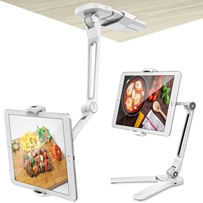 Abbildung von AboveTEK Tablet Halter iPad Wandhalterung Halterung mit Höhenvertellbar Ständer für iPhone Pro Küche Samsung Huawei MediaPad (4.7 13.5 Zoll) (WEIß)