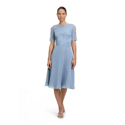Abbildung von Vera Mont Damen Cocktailkleid mit Spitze Light Steel Blue,40