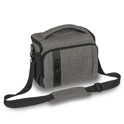 Abbildung von Pedea Kameratasche Fashion für Spiegelreflex DSLR SLR Spiegelreflexkamera Fototasche DLSM Systemkamera mit Regenschutzhülle Zubehör und Objektive, Gr. XL hellgrau