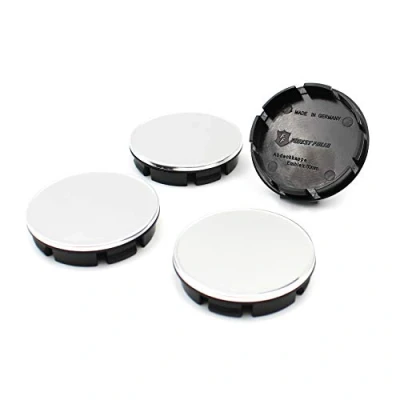 Abbildung von 4x Nabendeckel Set ABS Kunststoff Aluminium Nabenkappen für Felgen Radnaben Felgendeckel Felgenkappen Universal Auto Zubehör (Chrom, 60mm Ø)