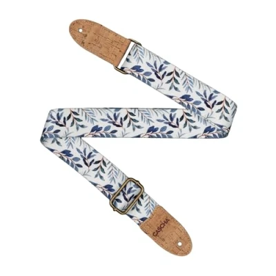 Abbildung von CASCHA Ukulele Gurt, vegan Blue Twigs Verstellbarer und komfortabler Ukulelengurt aus umweltfreundlichen Materialien, langlebig stylisch, passt zu allen Ukulelen, ideal für alle Spieler
