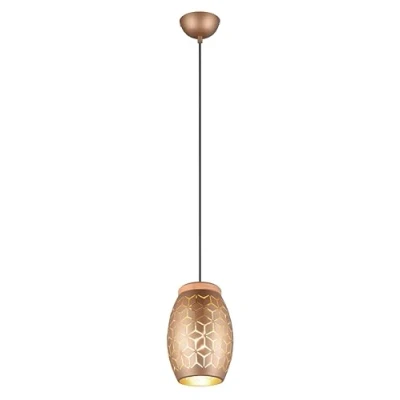 Abbildung von Reality Leuchten Pendelleuchte Bidar R31571065, Metall Coffee/Goldfarbig, Holz naturbelassen, exkl. 1x E27