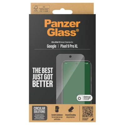 Abbildung von Google Pixel 9 Pro Panzerglas PanzerGlass Ultra Wide Fit Screenprotector Antibakterieller Displayschutz für das