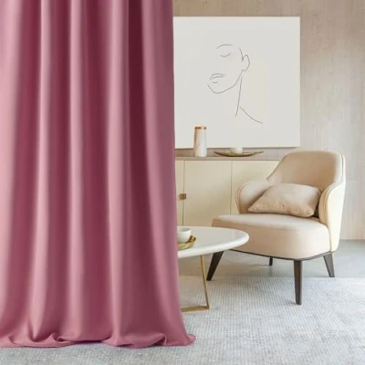 Abbildung von ROOM99 Vorhang mit Silberen Ösen Aura 140 x 300 cm Breite Höhe Schiebegardinen Deko Modern Curtain Gardine Wohnzimmer Schlafzimmer Rosa, 1 Stück