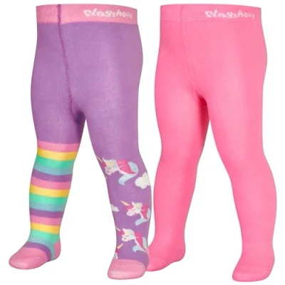 Abbildung von Playshoes Tights Unicorn 2 PACK Strumpfhose für Kinder, Größe: 110/116, Violett/rosa