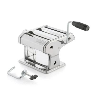 Abbildung von InnovaGoods Frische Nudeln Maschine, Manuell mit 3 Walzen für Spaghetti, Tagliatelle, Lasagne, Einstellbare Nudeldicke, Inkl. Rezepte, Metall, Grau, Mittelgroß