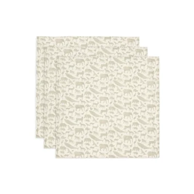 Abbildung von Jollein 535 851 67043 Mulltücher/Swaddle 3er Set Animals Olive (70x70cm)