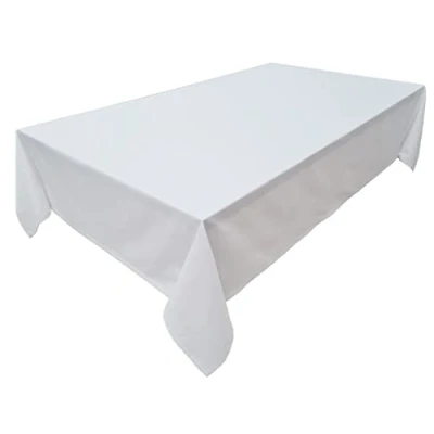 Abbildung von Hochwertige Tischdecke Tischwäsche aus 100% Baumwolle Kollektion Konzept, Farbe &amp; Größe wählbar (Tischdecke 100x100cm, Weiß)