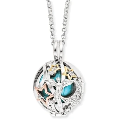 Abbildung von Engelsrufer Heaven Tricolor Klangkugel Anhänger, rhodiniert, gold &amp; roségold, 925er Sterlingsilber Kette mit Zirkonia, verstellbar, nickelfrei, Allergiker geeignet
