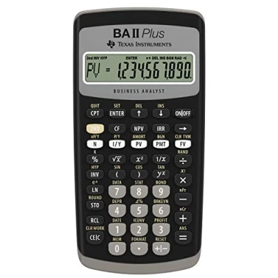 Abbildung von TEXAS INSTRUMENTS BA II Plus Finanzrechner (Einzeiliges, 10 stelliges Display, Batteriebetrieb) Schwarz Grau