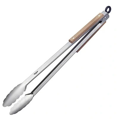 Abbildung von Westmark lange Barbecue Grillzange, Servierzange aus Edelstahl mit Holz, Länge: 44 cm, Rostfreier Edelstahl/Holz, Classic Wood Maxi, Silber/Braun, 16292270