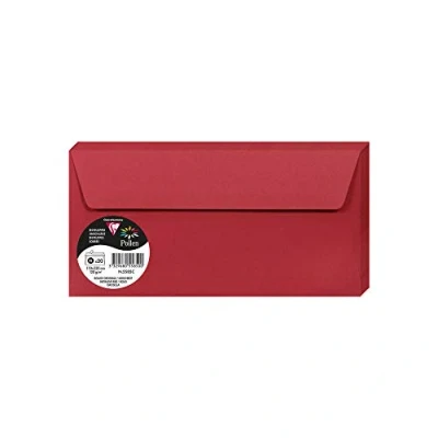 Abbildung von Clairefontaine 5585C Packung mit 20 Umschläge Pollen, Format DL, 110 x 220 mm, 120g, ideal für Korrespondenz und Einladungen, Kirschrot, 1 Pack