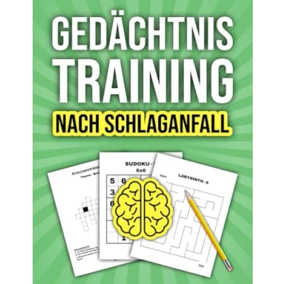 Abbildung von Gedächtnistraining nach Schlaganfall: Rätsel und Aufgaben in großer Schrift Ein effektives Hilfsmittel für die Rehabilitation zur Stärkung von Feinmotorik Konzentration