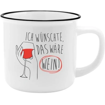 Abbildung von GRUSS &amp; CO Becher mit Motiv &quot;Wein&quot; New Bone China Porzellan, Emaille Optik, 35 cl Lustiges Geschenk, Frühstück 73911