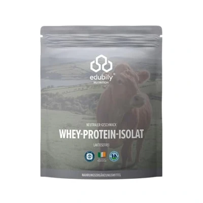 Abbildung von edubily nutrition® Whey Protein Isolat Laktosefrei Sehr gut lösliches Eiweißpulver ohne Kohlenhydrate &amp; Zucker Aus irischer Weidehaltung 750 g (Neutral)…