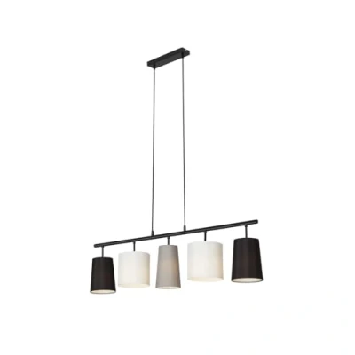 Abbildung von BRILONER Pendelleuchte mit Lampenschirm aus Stoff, E14 Fassung, max. 40 Watt, Hängeleuchte, Hängelampe Esstisch, Esszimmerlampe hängend, Wohnzimmerlampe, Küchenlampe, 96x120 cm, Grau, Weiß, Schwarz