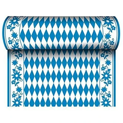 Abbildung von Papstar 24 m x 40 cm Tischläufer Stoffähnlich, Airlaid Bayrisch Blau auf Rolle, Tischdecke Raute Oktoberfest