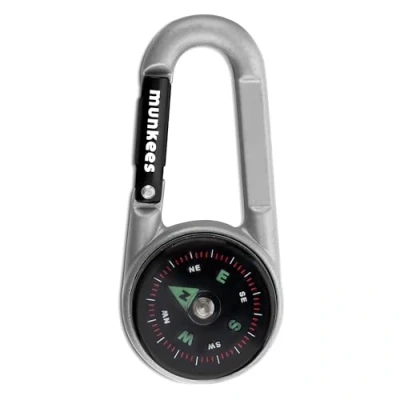Abbildung von munkees Kompass Karabiner Gadget mit Thermometer, Schlüsselanhänger, Funktions Karabiner, Aluminium, 3135