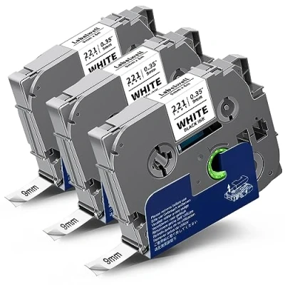 Abbildung von Labelwell kompatibel TZe 221 9mm Schriftband als Ersatz für Brother TZe221 TZ Schwarz auf Weiß Tape P touch PT H105 H100LB 1000 D210VP D600VP D400 H107B P700 H100R PTP750W, 3 Pack