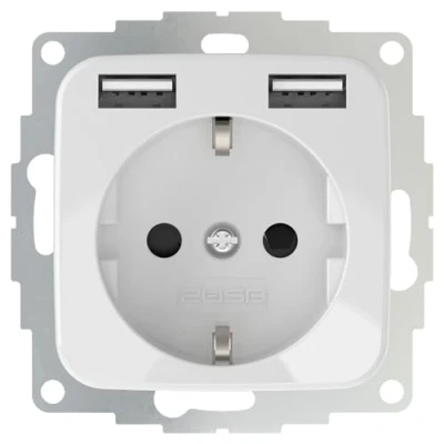 Abbildung von 2USB inChargePRO SI USB AA Steckdose 12W 2.4A Glänzend Weiß