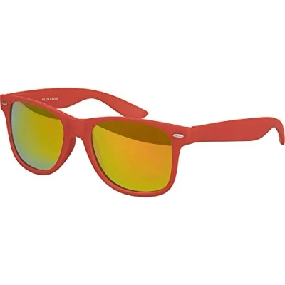 Abbildung von Balinco Sonnenbrille UV400 CAT 3 CE Rubber mit Federscharnier für Damen &amp; Herren (dunkelrot rot/orange verspiegelt)