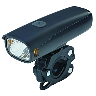 Abbildung von Prophete Fahrradbeleuchtung, LED Batterie Scheinwerfer, 30/15 Lux OSRAM LED, Li Ion mit USB aufladbar, seitliche Beleuchtung, Farbe schwarz
