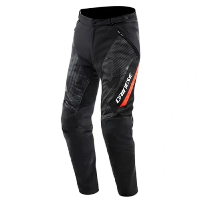 Abbildung von Dainese Drake 2 Super Air Tex Pants, Mesh Motorradhose, belüftet und leicht, mit abnehmbaren Protektoren, Mann, Schwarz/Anthrazit/Rot Fluo, 50
