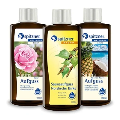 Abbildung von Spitzner Saunaaufguss Set in Geschenkbox Mädelsabend: Rose, Nordische Birke und Ananas Kokos (3x190ml)