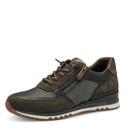Abbildung von MARCO TOZZI Damen Sneaker flach mit Lederanteil zum Schnüren, Grün (Khaki Comb), 40 EU