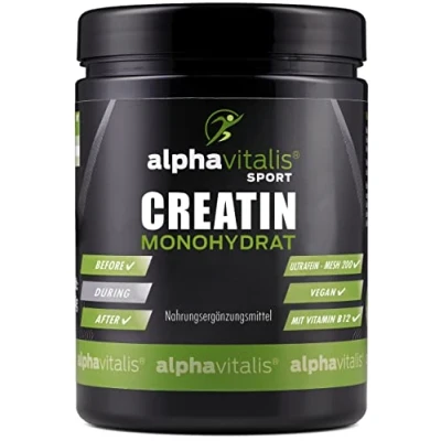 Abbildung von Creatin Monohydrat Pulver 500g (Mesh 200) Kreatin hochdosiertes vegan mit B12 für Bodybuilding, Kraftsport &amp; Fitness
