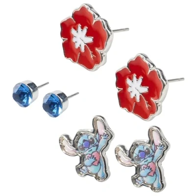 Abbildung von Disney Lilo und Stitch Schmuck Set Mädchen, Halskette &amp; Armband Mädchen oder 3er Ohrringe Geschenke (Silber Ohrstecker)