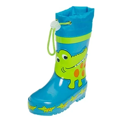 Abbildung von Playshoes Kinder Gummistiefel aus Naturkautschuk, trendige Unisex Regenstiefel mit Reflektoren, Krokodil, 26/27 EU