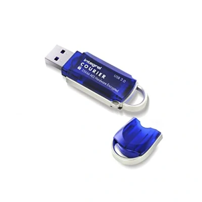 Abbildung von Integral Memory 32GB Courier 197 256 Bit USB Stick verschlüsselt FIPS zertifiziert, Schutz vor Brute Force Angriffen &amp; Super USB3.0 Übertragungsgeschwindigkeiten 3.0 Encrypted Blue