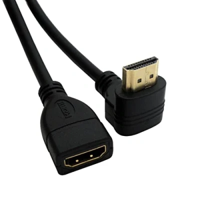 Abbildung von CY HDMI Verlängerungskabel,HDMI 1.4 Stecker auf Buchse 90 Grad UP Winkelverlängerungskabel 0.5m