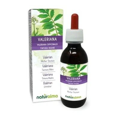 Abbildung von Baldrian (Valeriana officinalis) Wurzeln Alkoholfreier Urtinktur Naturalma Flüssig Extrakt Tropfen 120 ml Nahrungsergänzungsmittel Veganer
