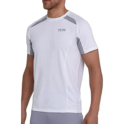 Abbildung von TCA Sport Tshirts für Herren Fitness Kurzarm Shirt Männer Quickdry Performance T und Gym Oberteil Tshirt atmungsaktiv Weiss, L