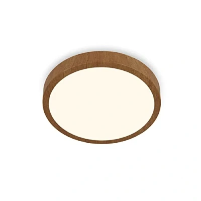 Abbildung von BRILONER Leuchten Deckenlampe LED, Deckenleuchte Holz, warmweißes Licht, Aufbaulampe, Aufbauleuchte, Holzoptik, 280x40 mm, 3724 014, Holzfarben