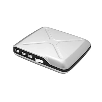 Abbildung von OGON Aluminium Code Geldbörse Wallet Der Pocket Safe Anti RFID Kartenhalter Kapazität für 10 Karten und Banknoten (Silber)