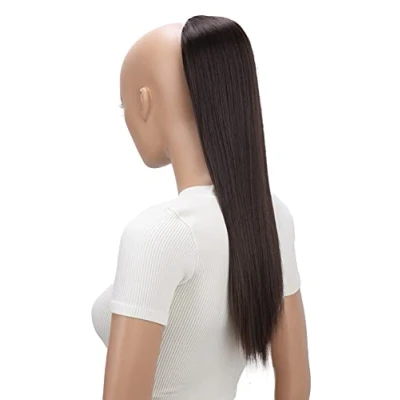 Abbildung von CAISHA 55cm Haarteil Nina mit Kordelverschluss Zopf Haarverlängerung Glatt Schokobraun PH504