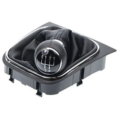 Abbildung von L &amp; P Car Design L&amp;P 256 2 Schaltsack Schaltmanschette in Schwarz + Schaltknauf Rahmen als Komplettset mit 5 Gang Knauf Plug Play Ersatzteil für 1K0711113 5K0711113 1K8711113