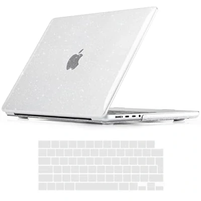 Abbildung von iNeseon Hülle Kompatibel mit 2021 2024 MacBook Pro 14 Zoll M4 M3 M2 M1 Pro/Max A3112 A3185 A3401 A2918 A2992 A2779 A2442, Plastik Hartschale Schutzhülle Case und Tastaturschutz, Klar Glänzend